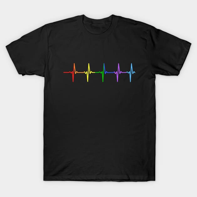 Gay Pride LGBT Heartbeat Pulse T-Shirt by thingsandthings